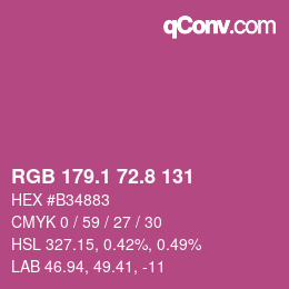 カラーコード: RGB 179.1 72.8 131 | qconv.com