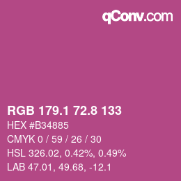 カラーコード: RGB 179.1 72.8 133 | qconv.com