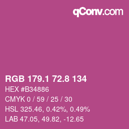 カラーコード: RGB 179.1 72.8 134 | qconv.com
