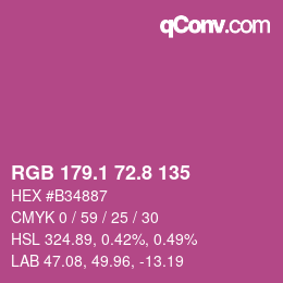 カラーコード: RGB 179.1 72.8 135 | qconv.com