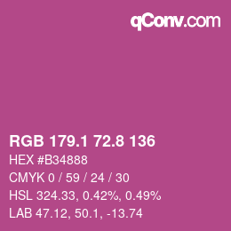 カラーコード: RGB 179.1 72.8 136 | qconv.com