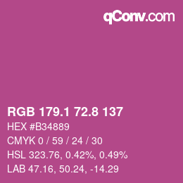 カラーコード: RGB 179.1 72.8 137 | qconv.com