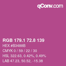 カラーコード: RGB 179.1 72.8 139 | qconv.com