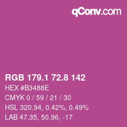 カラーコード: RGB 179.1 72.8 142 | qconv.com