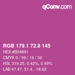 カラーコード: RGB 179.1 72.8 145 | qconv.com
