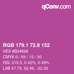 カラーコード: RGB 179.1 72.8 152 | qconv.com