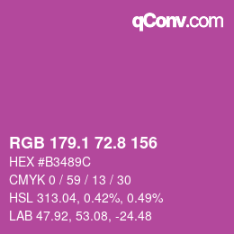 カラーコード: RGB 179.1 72.8 156 | qconv.com
