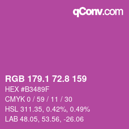 カラーコード: RGB 179.1 72.8 159 | qconv.com