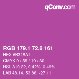 カラーコード: RGB 179.1 72.8 161 | qconv.com