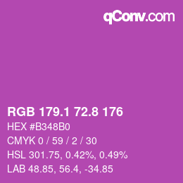 カラーコード: RGB 179.1 72.8 176 | qconv.com