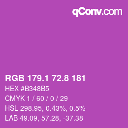 カラーコード: RGB 179.1 72.8 181 | qconv.com