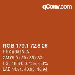 Color code: RGB 179.1 72.8 26 | qconv.com