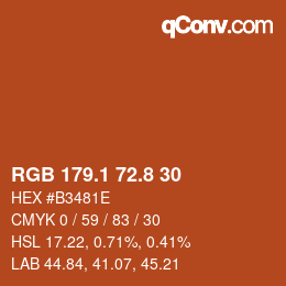 カラーコード: RGB 179.1 72.8 30 | qconv.com