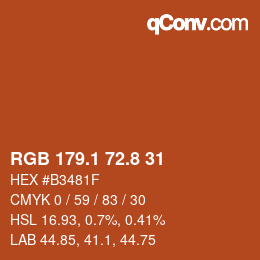 Color code: RGB 179.1 72.8 31 | qconv.com