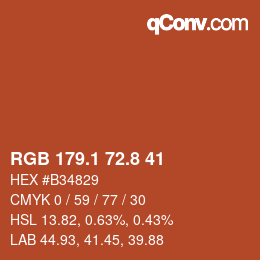 Código de color: RGB 179.1 72.8 41 | qconv.com