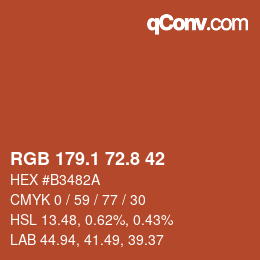 Color code: RGB 179.1 72.8 42 | qconv.com