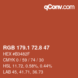 Color code: RGB 179.1 72.8 47 | qconv.com