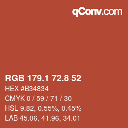 Color code: RGB 179.1 72.8 52 | qconv.com