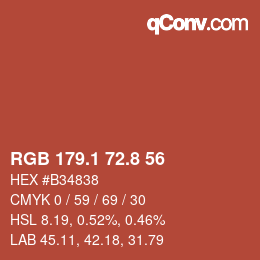 Color code: RGB 179.1 72.8 56 | qconv.com