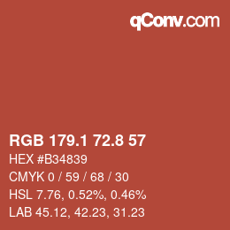 Color code: RGB 179.1 72.8 57 | qconv.com