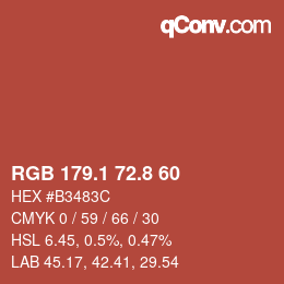 カラーコード: RGB 179.1 72.8 60 | qconv.com