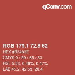 Color code: RGB 179.1 72.8 62 | qconv.com