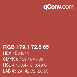 カラーコード: RGB 179.1 72.8 65 | qconv.com