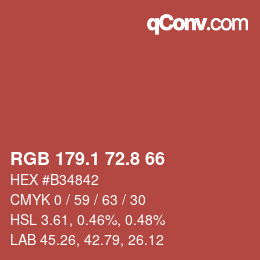 Farbcode: RGB 179.1 72.8 66 | qconv.com