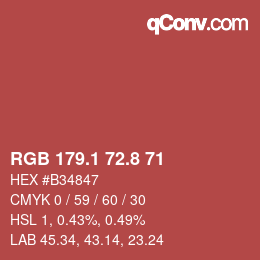 Color code: RGB 179.1 72.8 71 | qconv.com