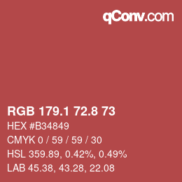 カラーコード: RGB 179.1 72.8 73 | qconv.com
