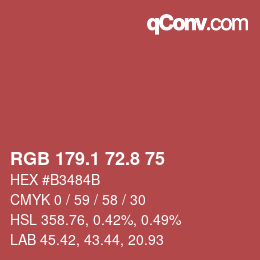 カラーコード: RGB 179.1 72.8 75 | qconv.com