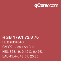 Color code: RGB 179.1 72.8 76 | qconv.com
