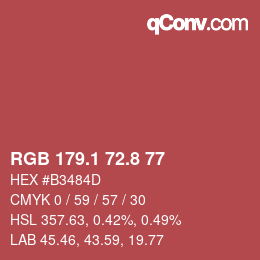 カラーコード: RGB 179.1 72.8 77 | qconv.com