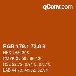Color code: RGB 179.1 72.8 8 | qconv.com