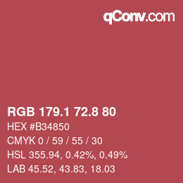 カラーコード: RGB 179.1 72.8 80 | qconv.com