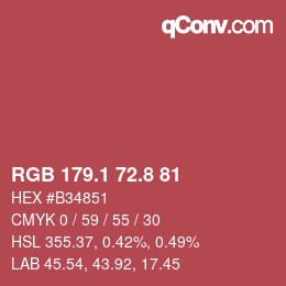 Color code: RGB 179.1 72.8 81 | qconv.com