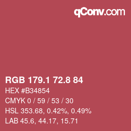 カラーコード: RGB 179.1 72.8 84 | qconv.com