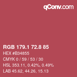 カラーコード: RGB 179.1 72.8 85 | qconv.com