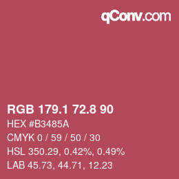 カラーコード: RGB 179.1 72.8 90 | qconv.com