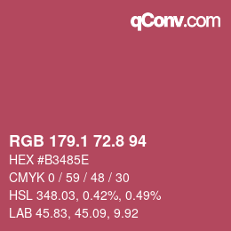 カラーコード: RGB 179.1 72.8 94 | qconv.com