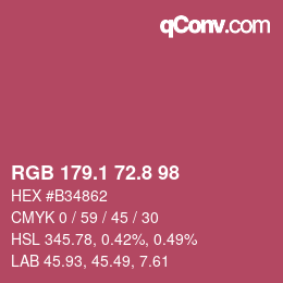 カラーコード: RGB 179.1 72.8 98 | qconv.com