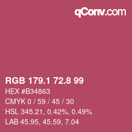 カラーコード: RGB 179.1 72.8 99 | qconv.com
