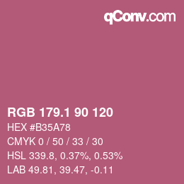 カラーコード: RGB 179.1 90 120 | qconv.com