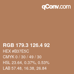 カラーコード: RGB 179.3 126.4 92 | qconv.com