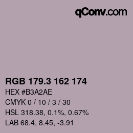 カラーコード: RGB 179.3 162 174 | qconv.com