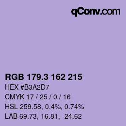 カラーコード: RGB 179.3 162 215 | qconv.com