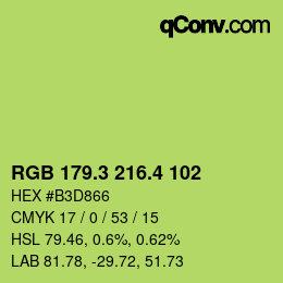カラーコード: RGB 179.3 216.4 102 | qconv.com