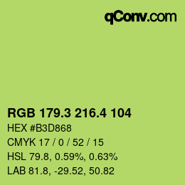 カラーコード: RGB 179.3 216.4 104 | qconv.com