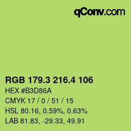 カラーコード: RGB 179.3 216.4 106 | qconv.com