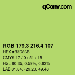 カラーコード: RGB 179.3 216.4 107 | qconv.com